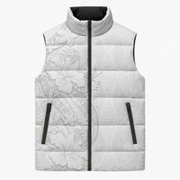 Tokelau White Sunday Sleeveless Puffer Jacket Elegant Hibiscus Polynesian Tribal Pattern LT05 Unisex White - Polynesian Pride