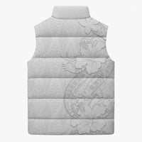 Tokelau White Sunday Sleeveless Puffer Jacket Elegant Hibiscus Polynesian Tribal Pattern LT05 - Polynesian Pride