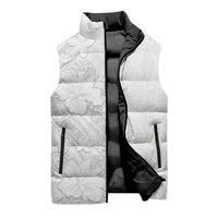 Tokelau White Sunday Sleeveless Puffer Jacket Elegant Hibiscus Polynesian Tribal Pattern LT05 - Polynesian Pride