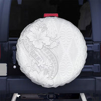 Tokelau White Sunday Spare Tire Cover Elegant Hibiscus Polynesian Tribal Pattern LT05 No hole White - Polynesian Pride