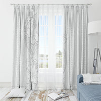 Tokelau White Sunday Window Curtain Elegant Hibiscus Polynesian Tribal Pattern LT05 - Polynesian Pride