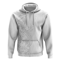 Tokelau White Sunday Zip Hoodie Elegant Hibiscus Polynesian Tribal Pattern LT05 Zip Hoodie White - Polynesian Pride