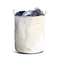 Tonga White Sunday Laundry Basket Lotu Tamaiti Tongan Kupesi Pattern LT05 - Polynesian Pride