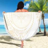 Tonga White Sunday Beach Blanket Lotu Tamaiti Tongan Kupesi Pattern LT05 - Polynesian Pride