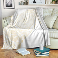Tonga White Sunday Blanket Lotu Tamaiti Tongan Kupesi Pattern LT05 Beige - Polynesian Pride