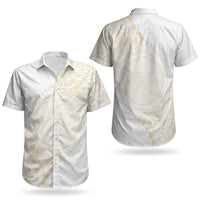 Tonga White Sunday Couples Matching Tank Maxi Dress and Hawaiian Shirt Lotu Tamaiti Tongan Kupesi Pattern LT05 - Polynesian Pride
