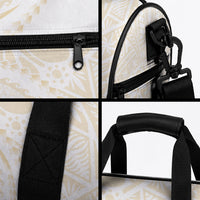 Tonga White Sunday Duffle Bag Lotu Tamaiti Tongan Kupesi Pattern