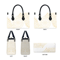 Tonga White Sunday Leather Bag Lotu Tamaiti Tongan Kupesi Pattern LT05 - Polynesian Pride