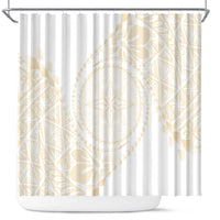 Tonga White Sunday Shower Curtain Lotu Tamaiti Tongan Kupesi Pattern LT05 Beige - Polynesian Pride