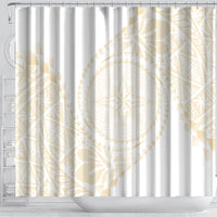 Tonga White Sunday Shower Curtain Lotu Tamaiti Tongan Kupesi Pattern LT05 - Polynesian Pride