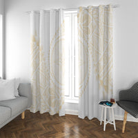 Tonga White Sunday Window Curtain Lotu Tamaiti Tongan Kupesi Pattern LT05 With Grommets Beige - Polynesian Pride