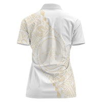 Tonga White Sunday Women Polo Shirt Lotu Tamaiti Tongan Kupesi Pattern LT05 - Polynesian Pride