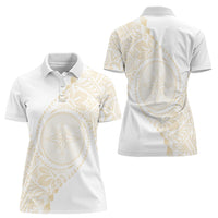 Tonga White Sunday Women Polo Shirt Lotu Tamaiti Tongan Kupesi Pattern LT05 - Polynesian Pride