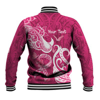 Personalized Breast Cancer Awareness Baseball Jacket Ribbon Polynesian Pattern Pink Version LT05 - Polynesian Pride