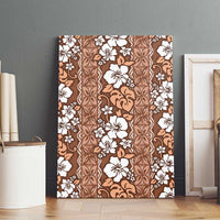 Hawaii Vintage Brown Hibiscus Tapa Pattern Canvas Wall Art