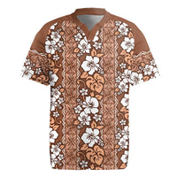 Hawaii Vintage Brown Hibiscus Tapa Pattern Rugby Jersey