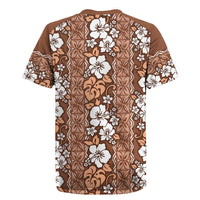 Hawaii Vintage Brown Hibiscus Tapa Pattern Rugby Jersey