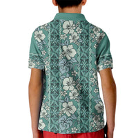 Hawaii Vintage Green Hibiscus Tapa Pattern Kid Polo Shirt LT05 - Polynesian Pride