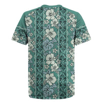 Hawaii Vintage Green Hibiscus Tapa Pattern Rugby Jersey