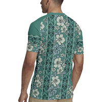 Hawaii Vintage Green Hibiscus Tapa Pattern Rugby Jersey