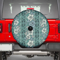Hawaii Vintage Green Hibiscus Tapa Pattern Spare Tire Cover