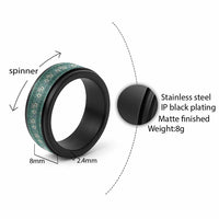 Hawaii Vintage Green Hibiscus Tapa Pattern Spinner Ring - Polynesian Pride