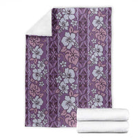 Hawaii Vintage Violet Hibiscus Tapa Pattern Blanket