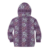 Hawaii Vintage Violet Hibiscus Tapa Pattern Kid Hoodie LT05 - Polynesian Pride