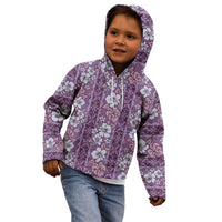 Hawaii Vintage Violet Hibiscus Tapa Pattern Kid Hoodie LT05 - Polynesian Pride