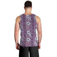 Hawaii Vintage Violet Hibiscus Tapa Pattern Men Tank Top