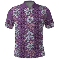 Hawaii Vintage Violet Hibiscus Tapa Pattern Polo Shirt LT05 Violet - Polynesian Pride