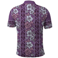 Hawaii Vintage Violet Hibiscus Tapa Pattern Polo Shirt LT05 - Polynesian Pride