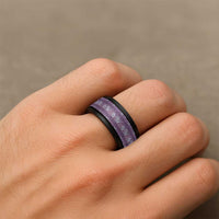 Hawaii Vintage Violet Hibiscus Tapa Pattern Spinner Ring - Polynesian Pride