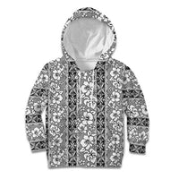Hawaii Vintage Gray Hibiscus Tapa Pattern Kid Hoodie LT05 Hoodie Gray - Polynesian Pride