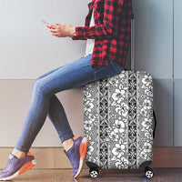 Hawaii Vintage Gray Hibiscus Tapa Pattern Luggage Cover LT05 - Polynesian Pride