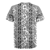 Hawaii Vintage Gray Hibiscus Tapa Pattern Rugby Jersey