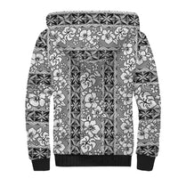 Hawaii Vintage Gray Hibiscus Tapa Pattern Sherpa Hoodie
