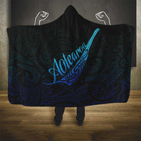 Aotearoa New Zealand Hooded Blanket Koru Fern Blue Gradient LT05 - Polynesian Pride