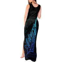 Aotearoa New Zealand Tank Maxi Dress Koru Fern Blue Gradient