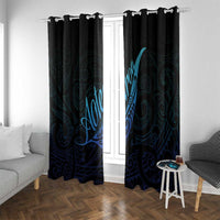 Aotearoa New Zealand Window Curtain Koru Fern Blue Gradient