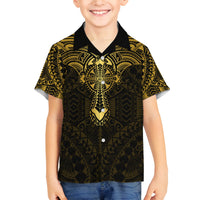 Personalized Polynesia Family Matching Summer Maxi Dress and Hawaiian Shirt With Christian Cross LT05 Son's Shirt Gold - Polynesian Pride
