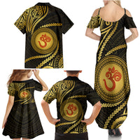 Polynesia Family Matching Summer Maxi Dress and Hawaiian Shirt With Hindu Om Symbol LT05 - Polynesian Pride