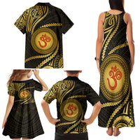 Polynesia Family Matching Tank Maxi Dress and Hawaiian Shirt With Hindu Om Symbol LT05 - Polynesian Pride