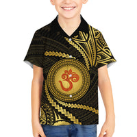 Polynesia Kid Hawaiian Shirt With Hindu Om Symbol LT05 Kid Gold - Polynesian Pride