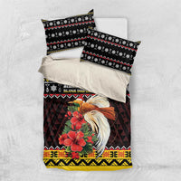 Papua New Guinea Christmas Bedding Set Bird Of Paradise Hamamas Krismas LT05 US Twin 172cm x 218cm Black - Polynesian Pride