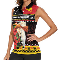 Papua New Guinea Christmas Women Sleeveless Polo Shirt Bird Of Paradise Hamamas Krismas
