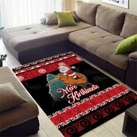 New Zealand Christmas Area Rug Funny Santa Riding Kiwi Meri Kirihimete