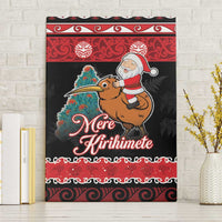 New Zealand Christmas Canvas Wall Art Funny Santa Riding Kiwi Meri Kirihimete LT05 Without Frame Black - Polynesian Pride