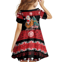 New Zealand Christmas Family Matching Tank Maxi Dress and Hawaiian Shirt Funny Santa Riding Kiwi Meri Kirihimete LT05 - Polynesian Pride