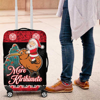 New Zealand Christmas Luggage Cover Funny Santa Riding Kiwi Meri Kirihimete